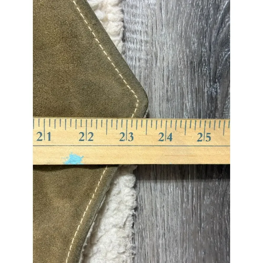 Vintage Sears The Leather Shop Sherpa Lined Tan Vest Retro - Men’s Medium